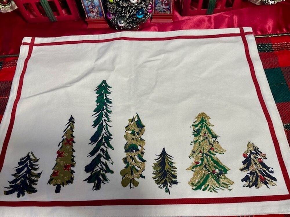 Christmas Tree Napkins Set of 4 Cotton Festive Dinner 19"x14"